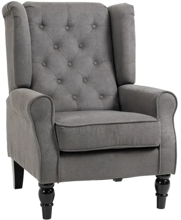 HOMCOM Button-Tufted Accent Chair with High Wingback, Rounded Cushioned Armrests and Thick Padded Seat, Cream White