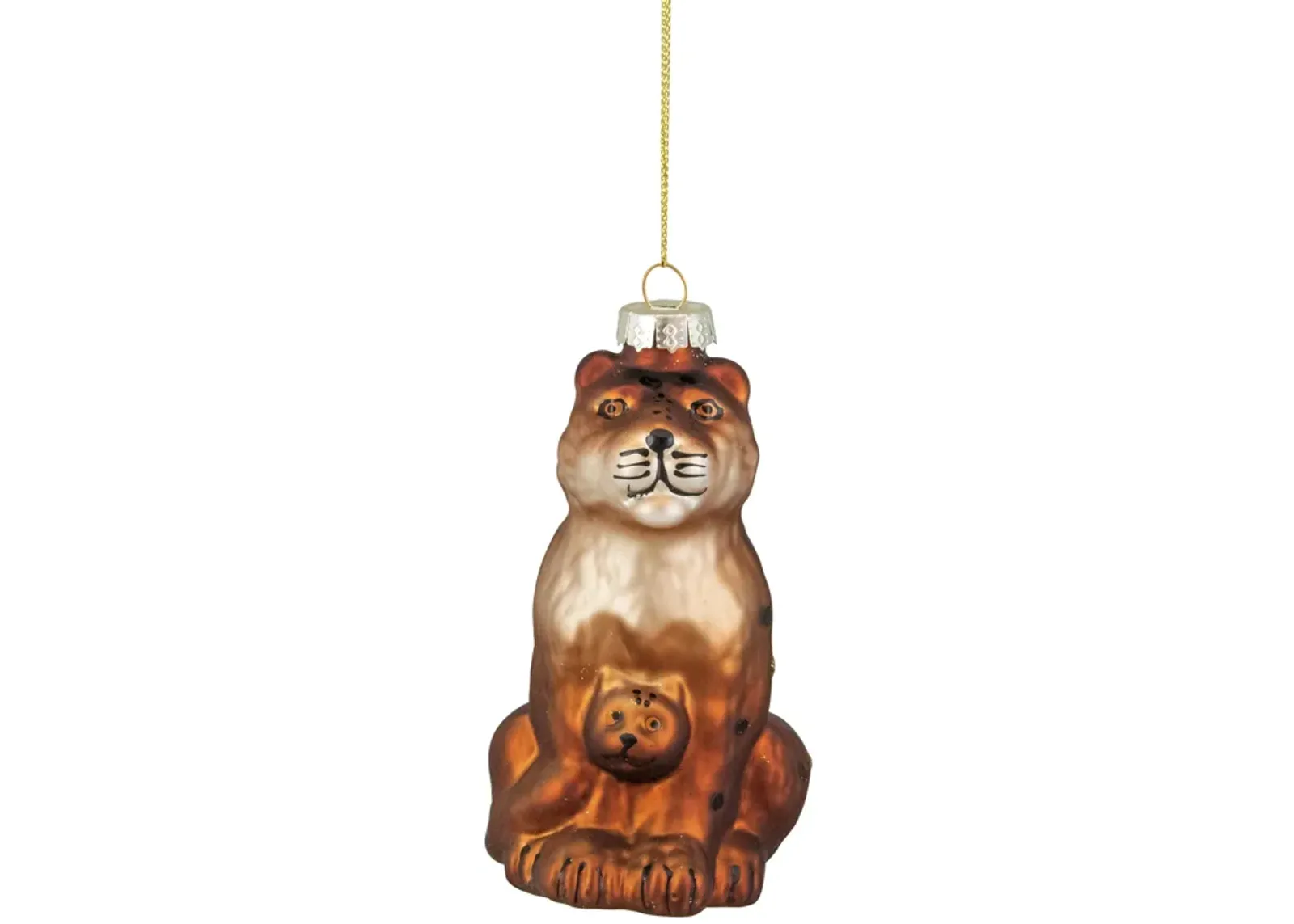 4" Orange and Black Glass Lion Christmas Ornament