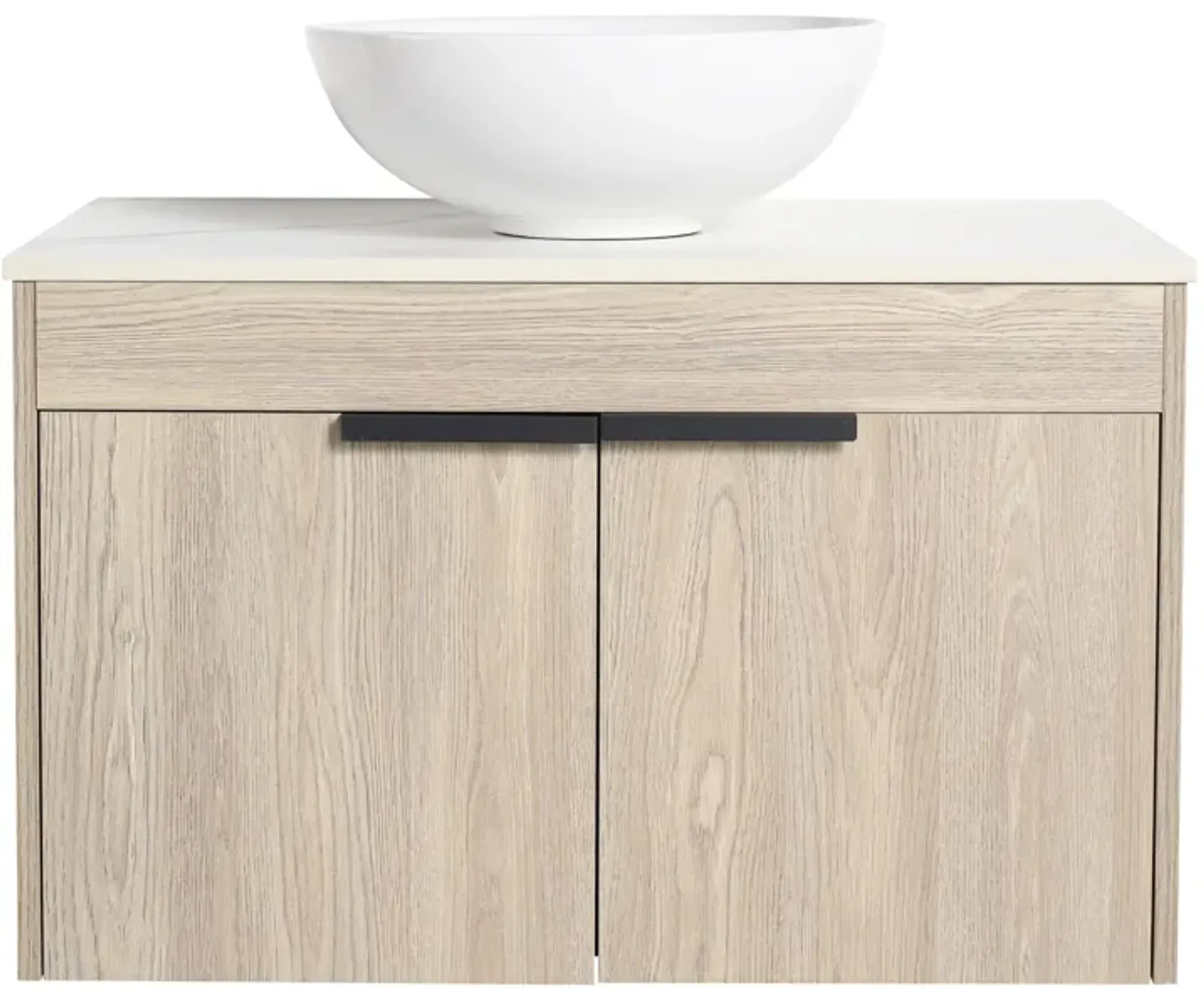 Gewnee 30" Modern Float Bathroom Vanity Set Wall Mounted White Oak Vanity