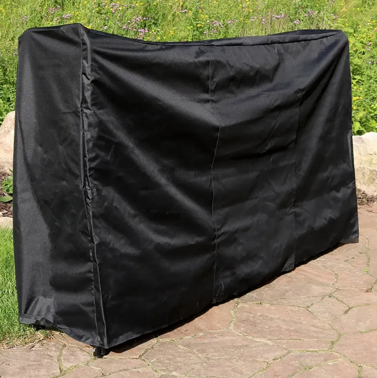 Sunnydaze 2 ft Weather-Resistant PVC Firewood Log Rack Cover - Black