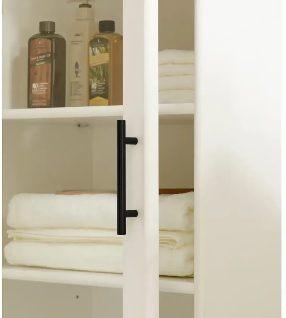 White Bathroom Storage Cabinet with Glass Door & Drawer (19.75"X13.75"X46")