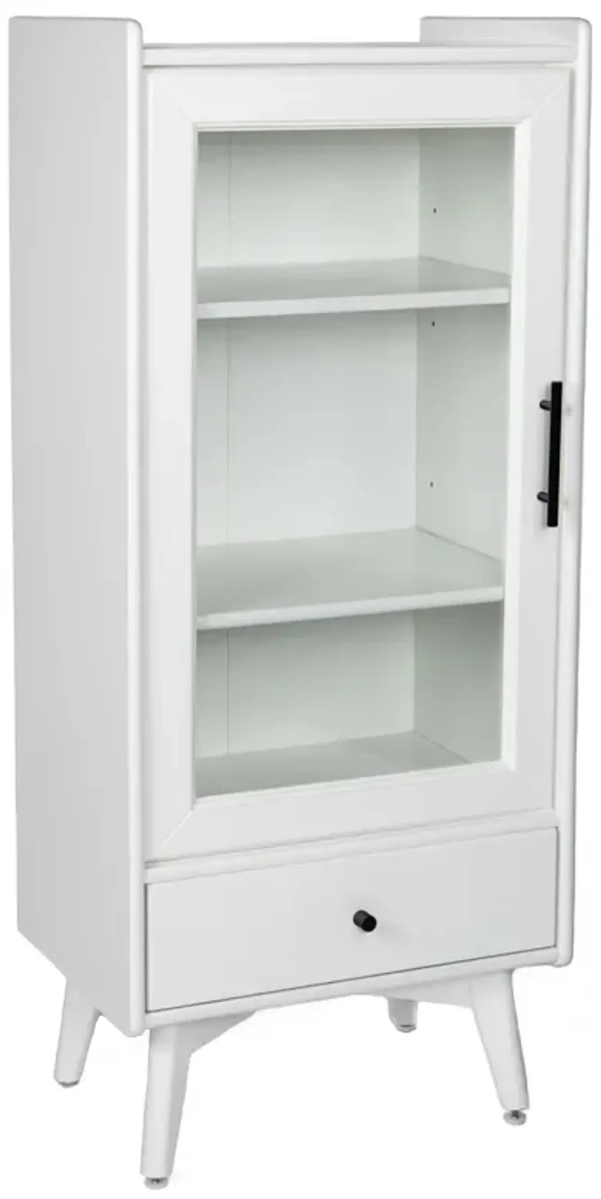 White Bathroom Storage Cabinet with Glass Door & Drawer (19.75"X13.75"X46")