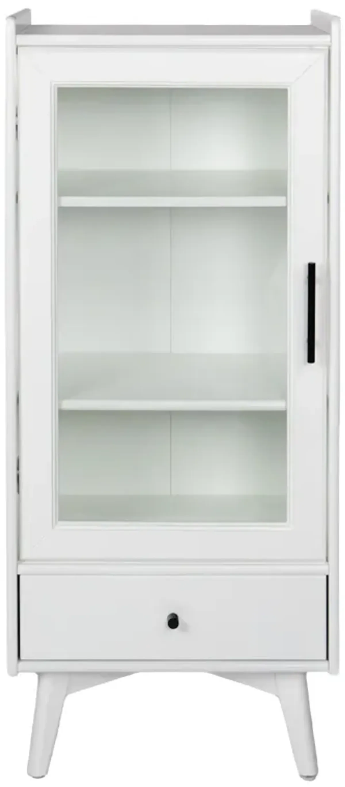 White Bathroom Storage Cabinet with Glass Door & Drawer (19.75"X13.75"X46")