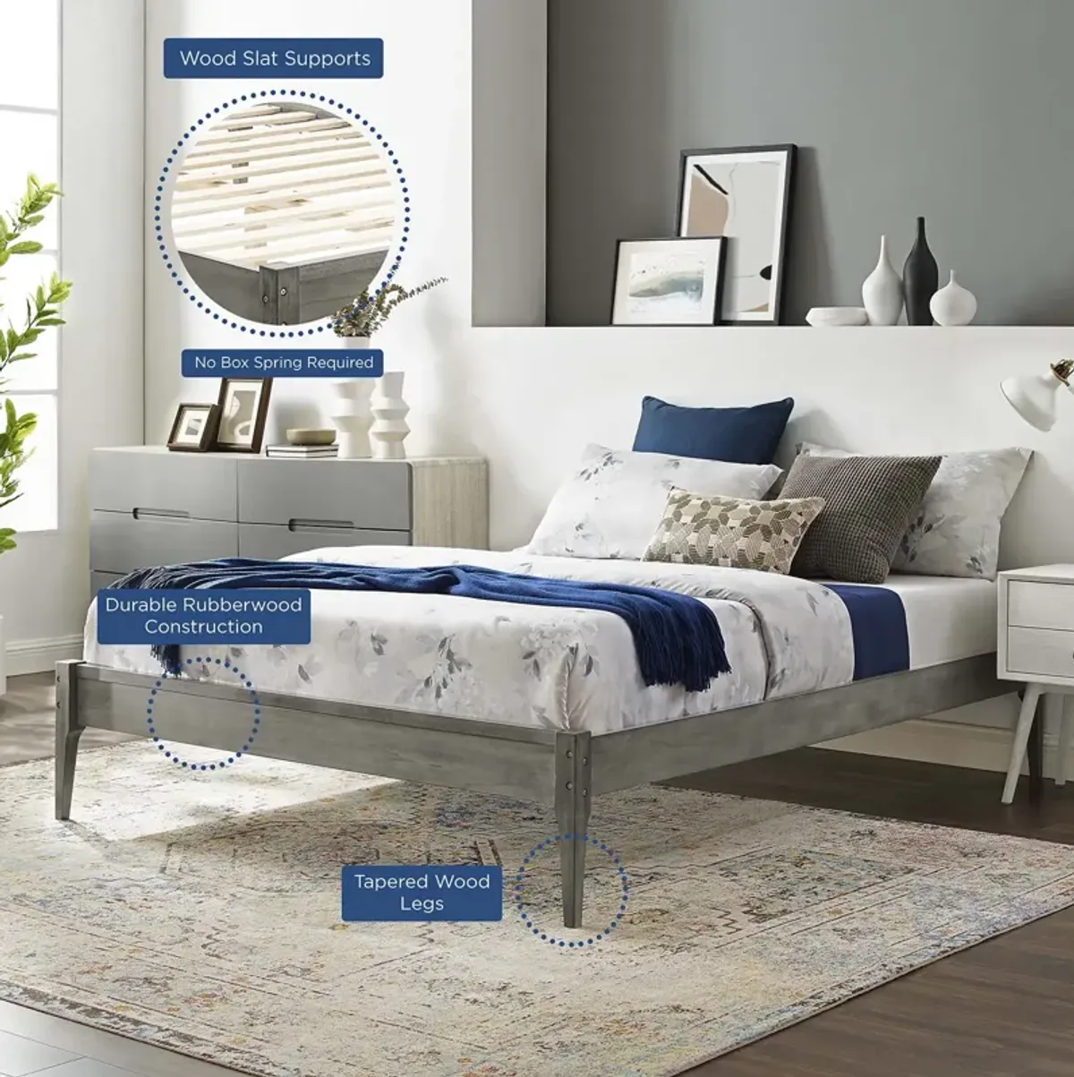 Modway - June Twin Wood Platform Bed Frame