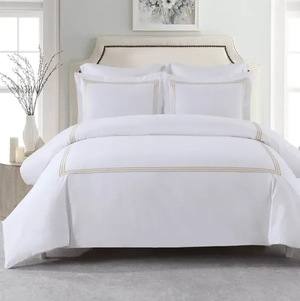 Egyptian Linens - Adeline Percale Embroidered Duvet Cover Set - Made in Egypt