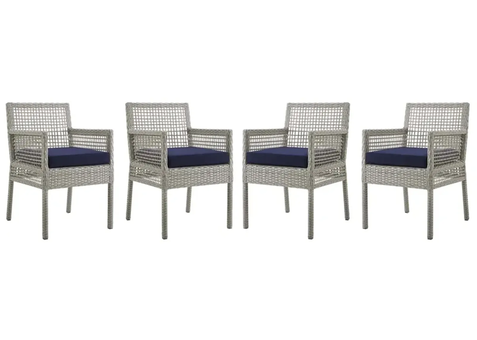 Aura Dining Armchair Outdoor Patio Wicker Rattan Set of 4