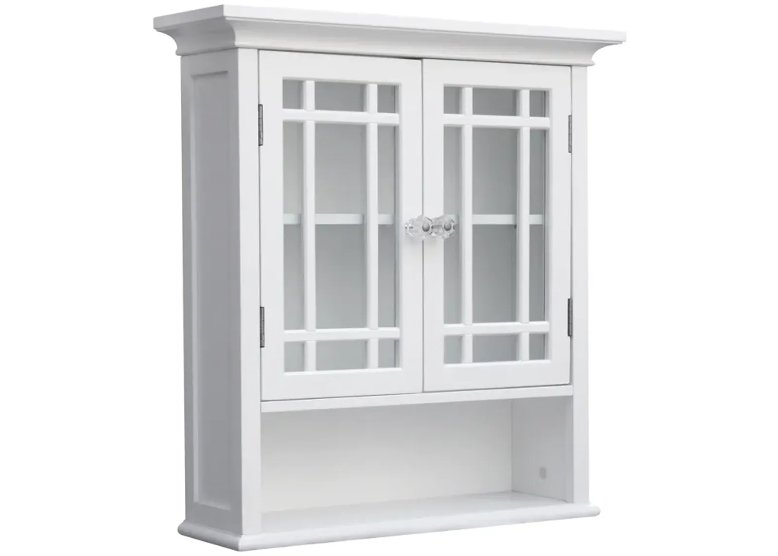 Teamson Home Neal Removable Wooden Wall Cabinet with 2 Glass Doors- White