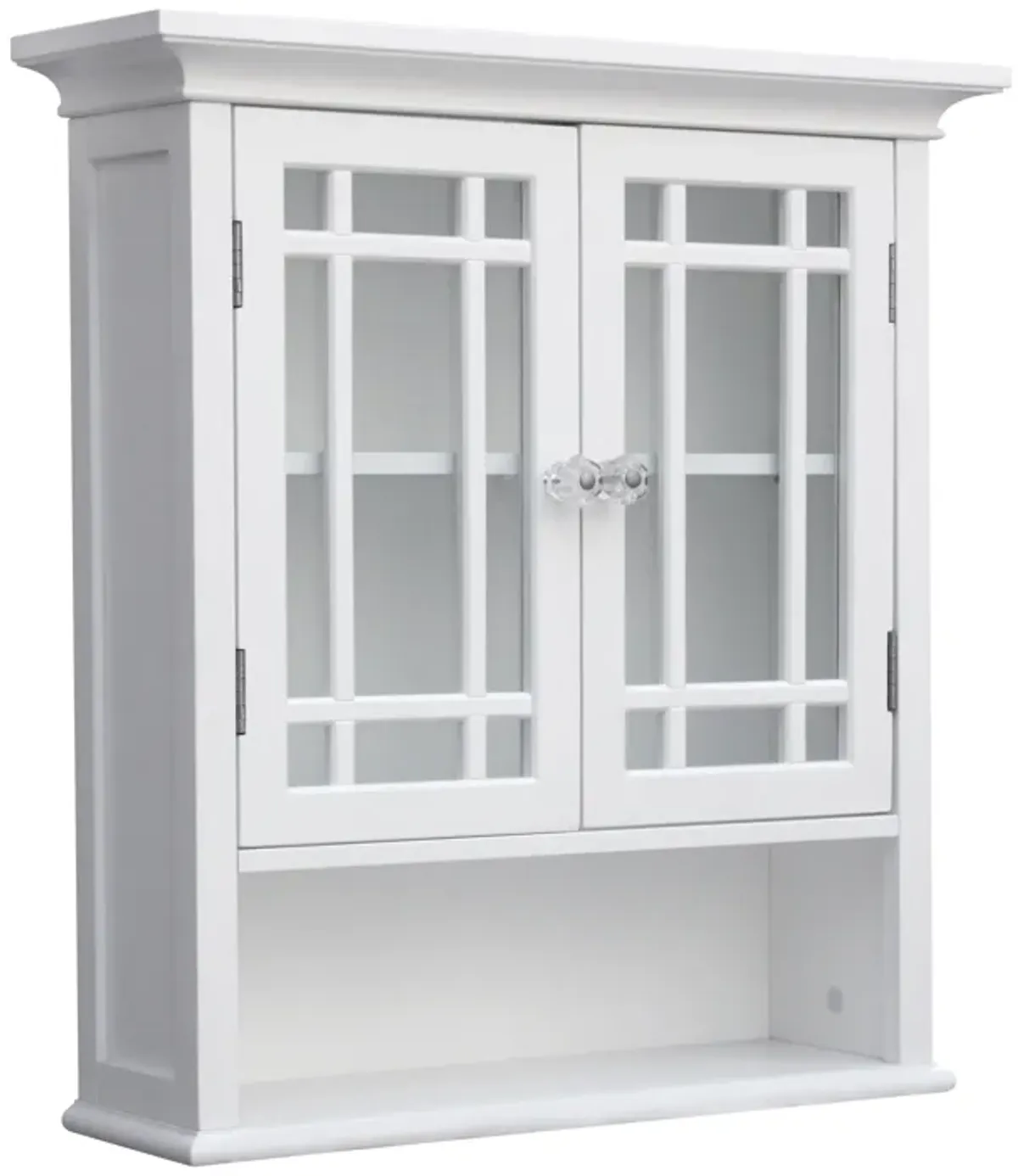 Teamson Home Neal Removable Wooden Wall Cabinet with 2 Glass Doors- White