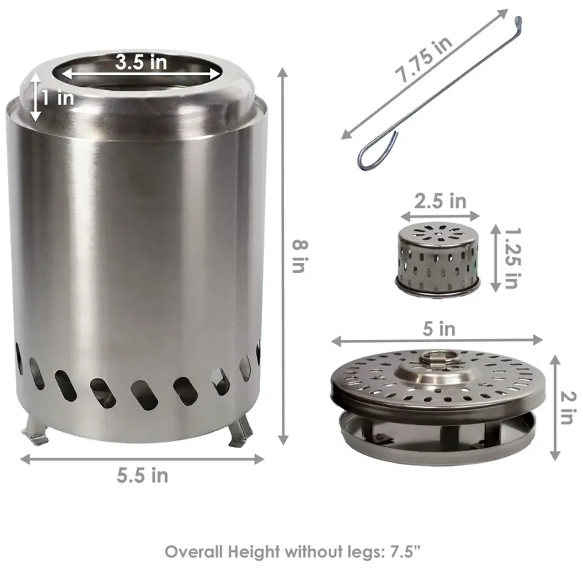 Stainless Steel Tabletop Smokeless Fire Pit - 8.5" Diameter