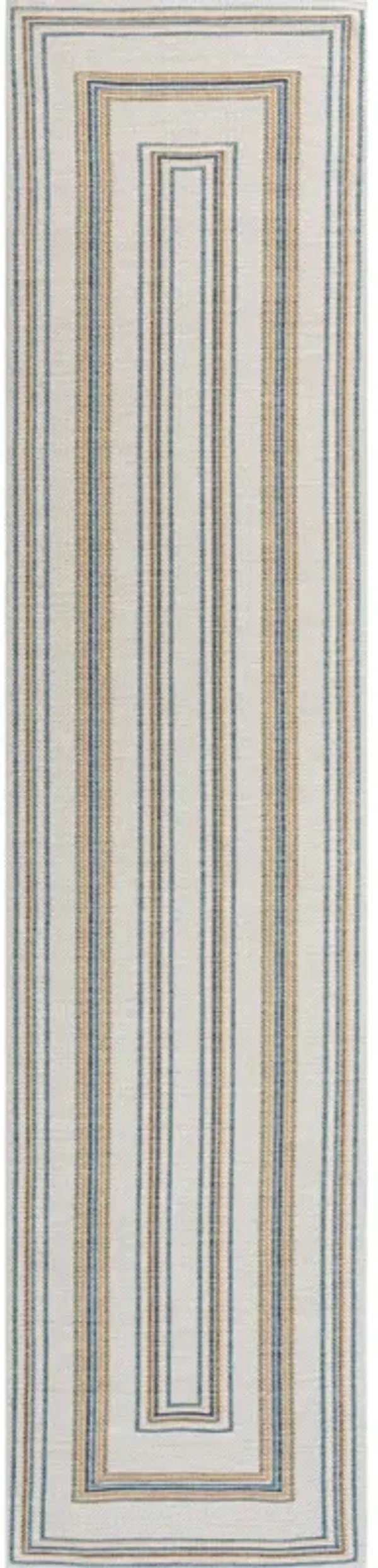 Argo Classic Nautical Mitre Stripe Reversible Machine-Washable Navy/Cream 2 ft. x 8 ft. Indoor/Outdoor Runner Rug