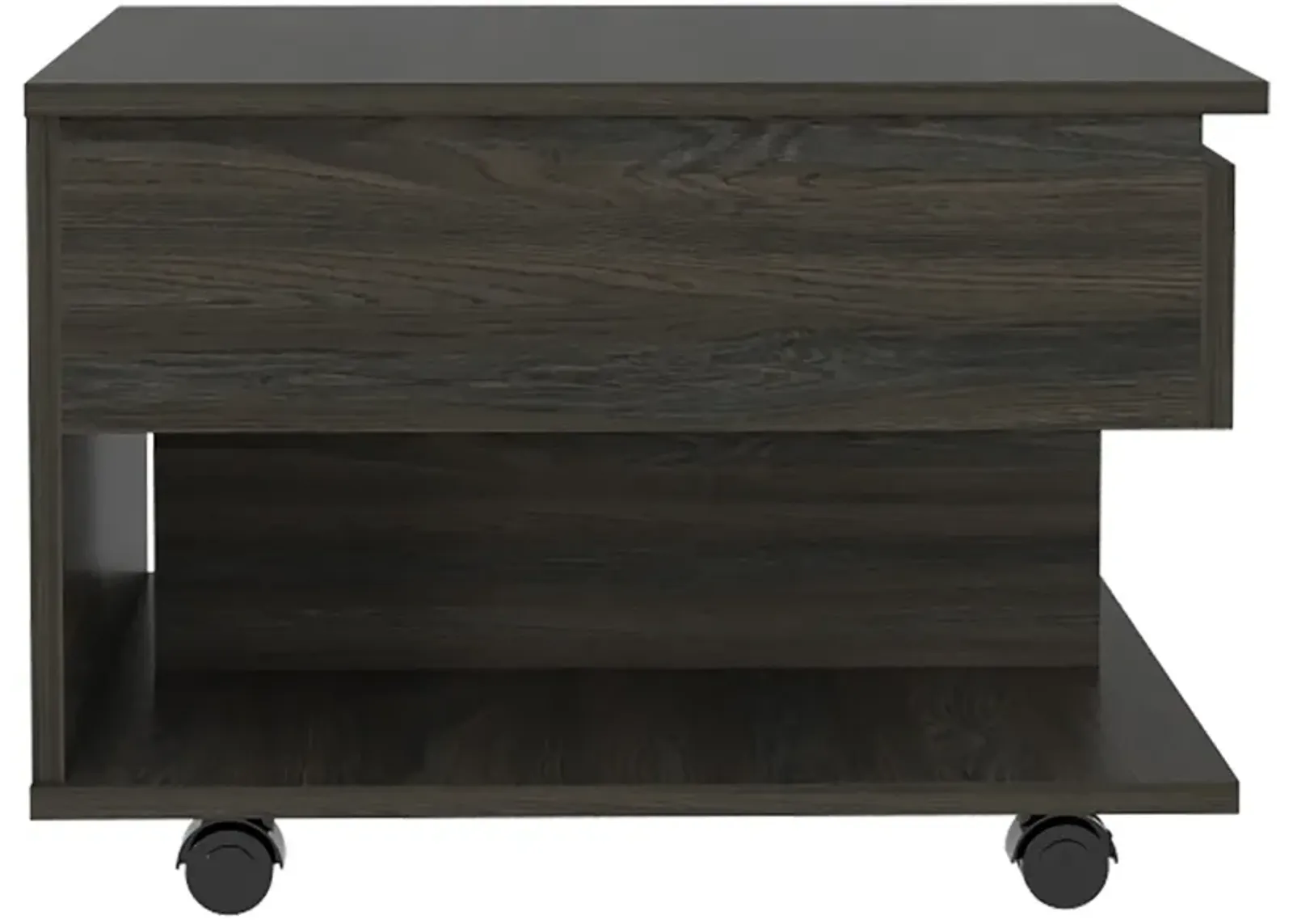 Homezia 22" Carbon Espresso Manufactured Wood Rectangular Coffee Table With Drawer