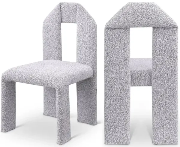 Meridian Furniture Bennett Grey Boucle Fabric Dining Chair, Set of 2