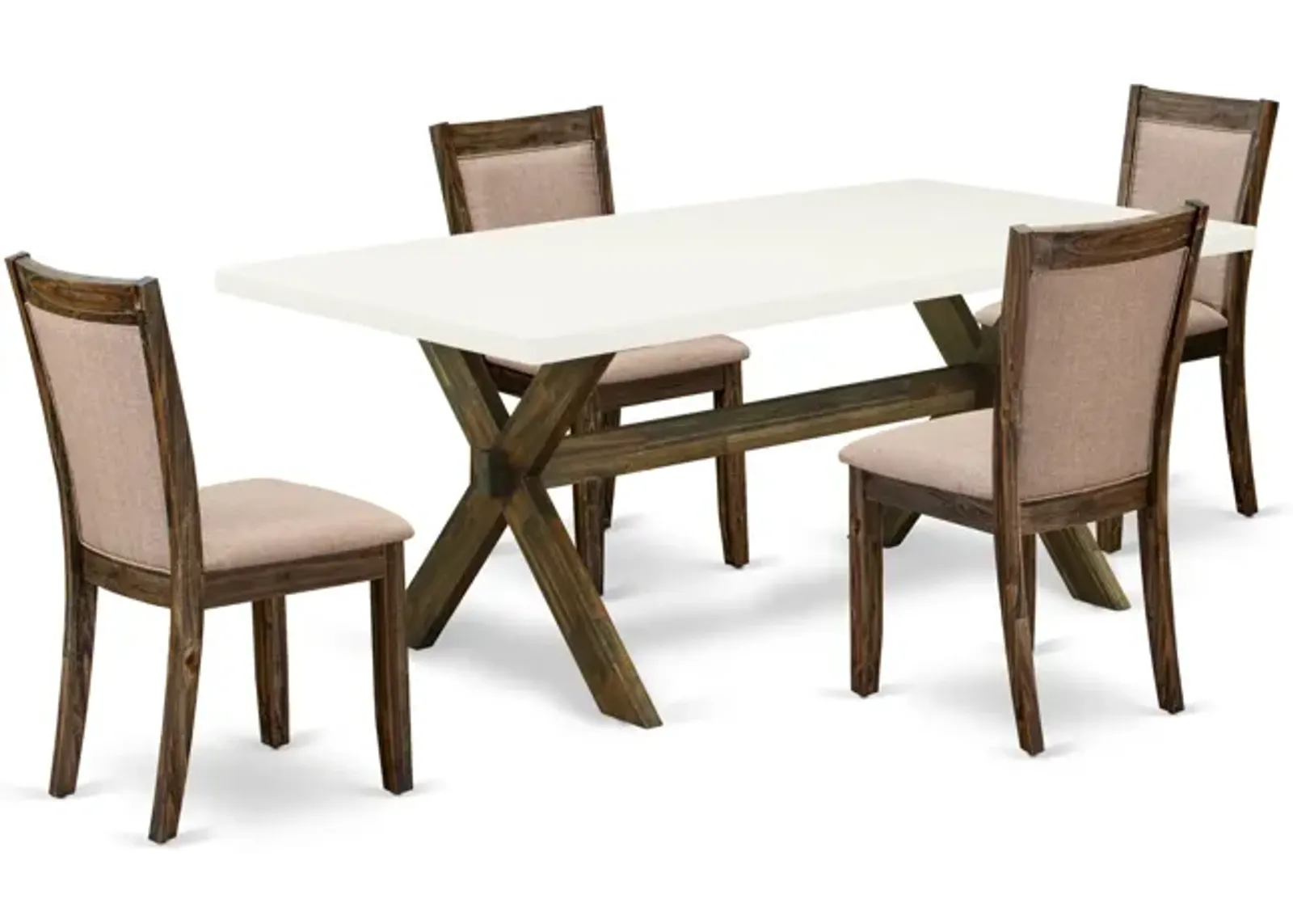 East West Furniture X727MZ716-5 5Pc Dinette Set - Rectangular Table and 4 Parson Chairs - Multi-Color Color