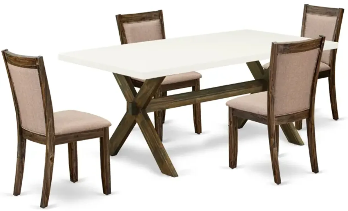 East West Furniture X727MZ716-5 5Pc Dinette Set - Rectangular Table and 4 Parson Chairs - Multi-Color Color