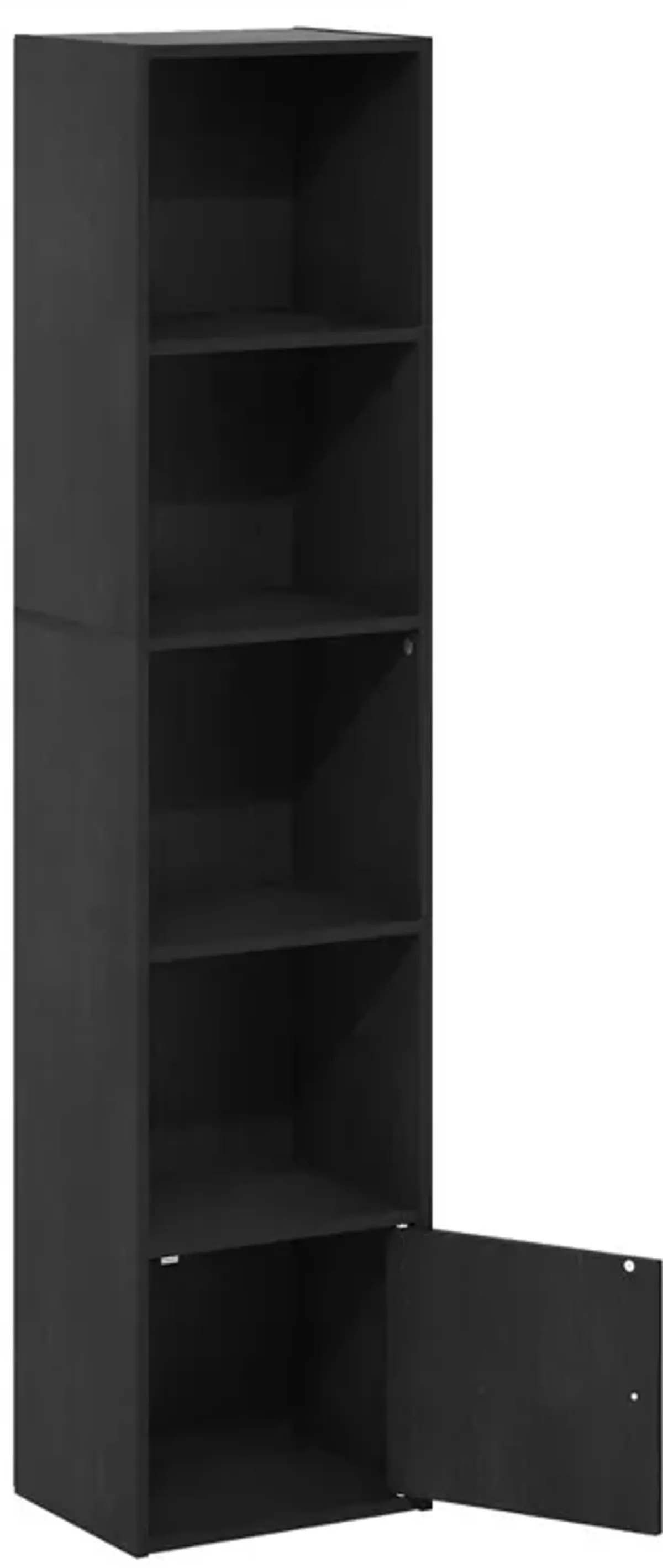 Furinno Luder 5-Tier Shelf Bookcase with 1 Door Storage Cabinet, Blackwood