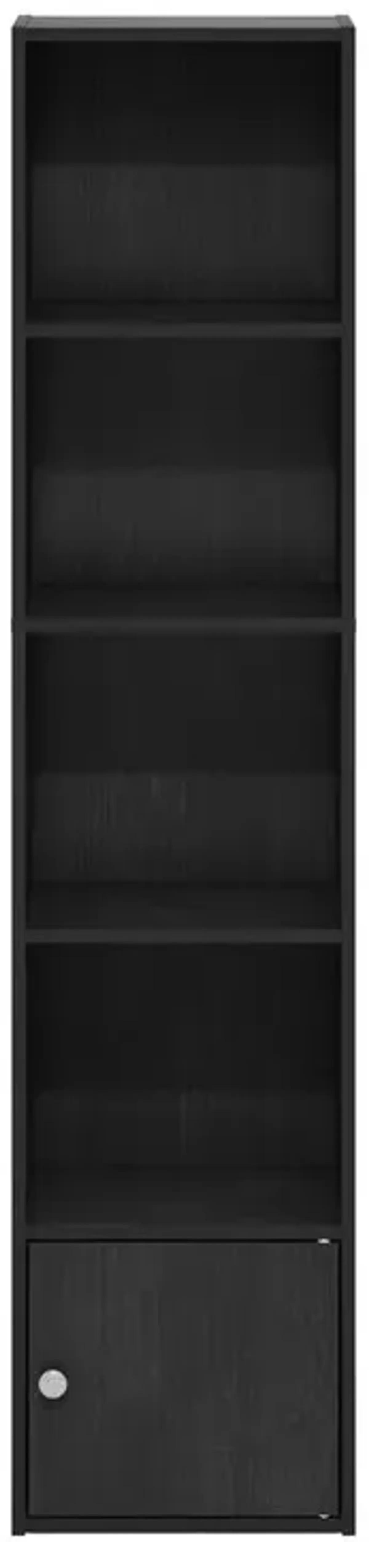 Furinno Luder 5-Tier Shelf Bookcase with 1 Door Storage Cabinet, Blackwood