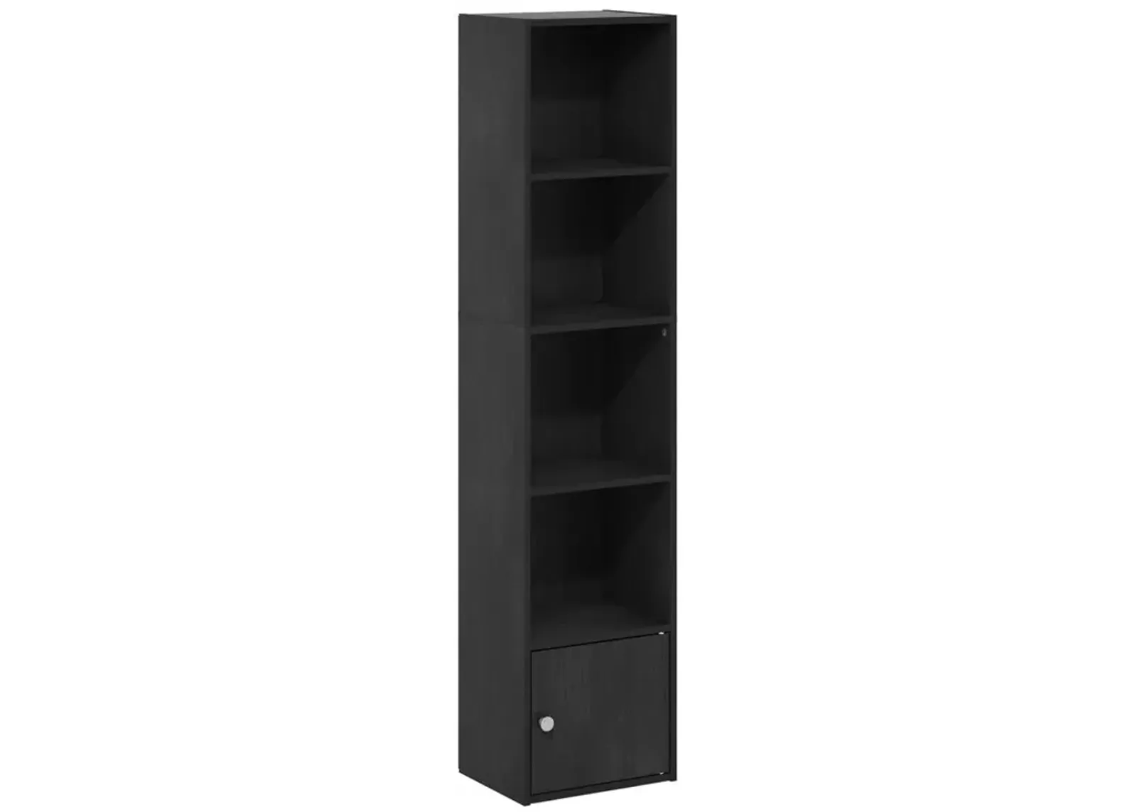 Furinno Luder 5-Tier Shelf Bookcase with 1 Door Storage Cabinet, Blackwood