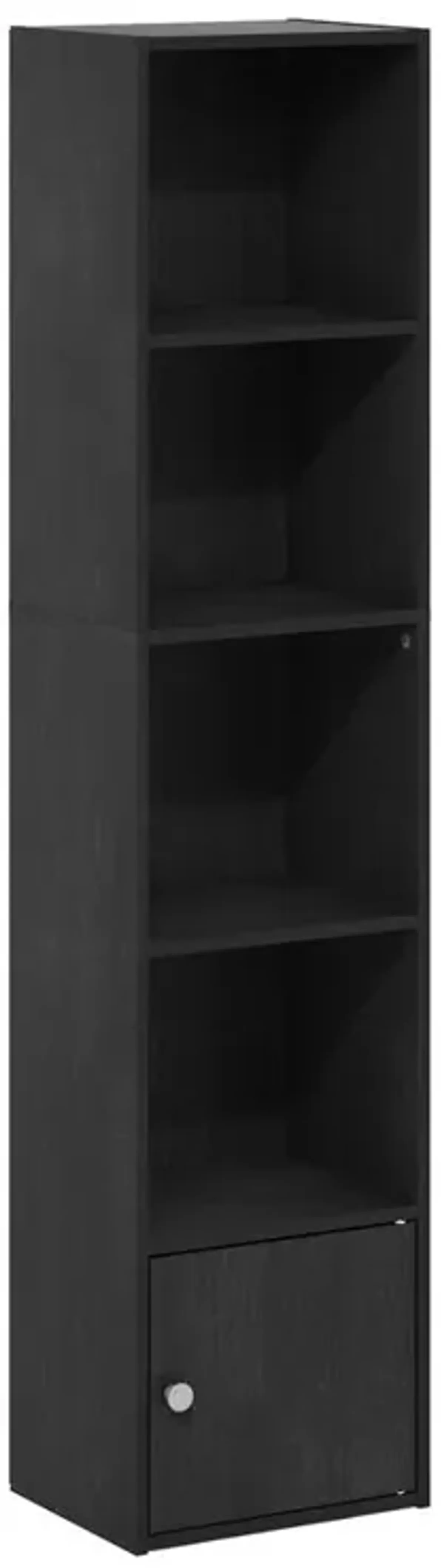 Furinno Luder 5-Tier Shelf Bookcase with 1 Door Storage Cabinet, Blackwood