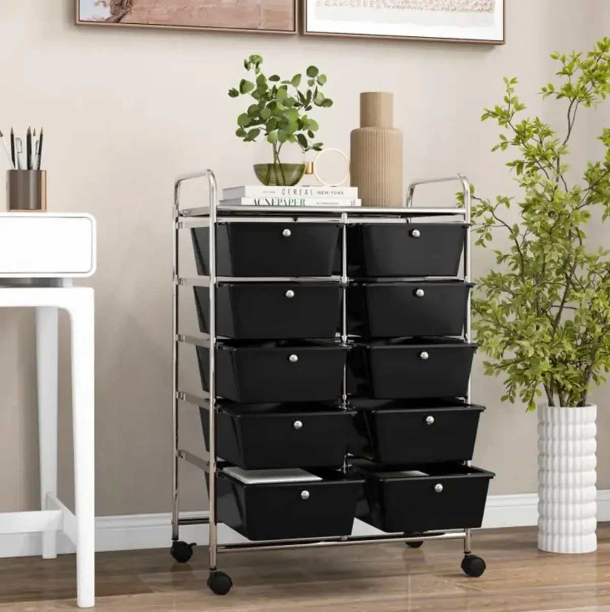 Hivvago 10-Drawer Rolling Storage Cart