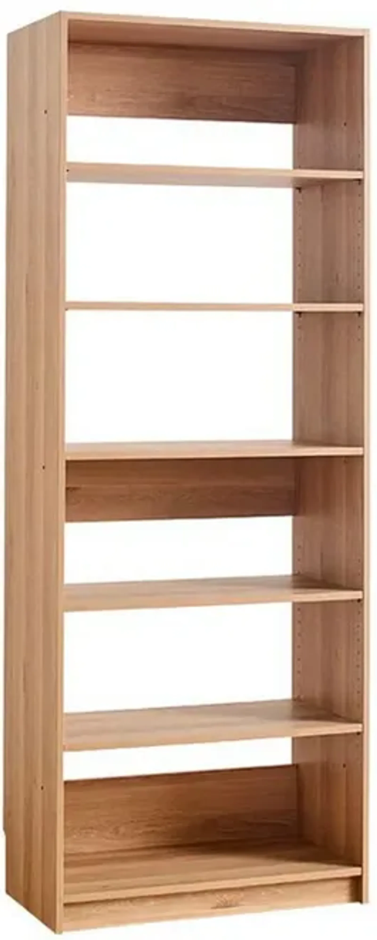 Dee Modular Closet System, 5 Tier Storage Shelves, Oak Brown Wood