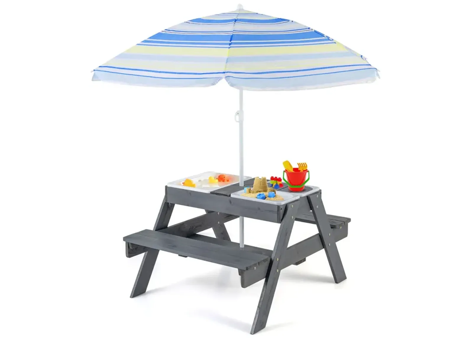 Kids Picnic Table Set with 3 Removable Bins – Fun and Functional Outdoor Play Table with Storage