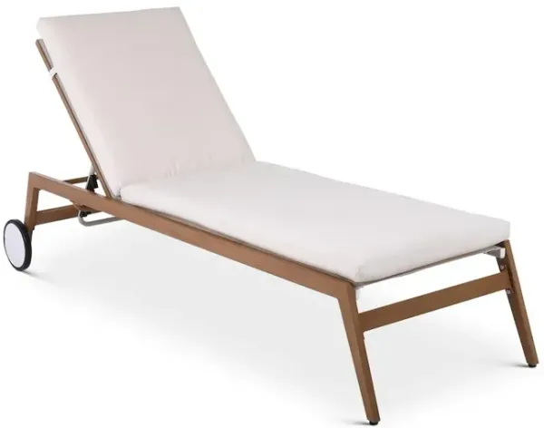 Meridian Furniture Maui Cream Water Resistant Fabric Outdoor Patio Lounger