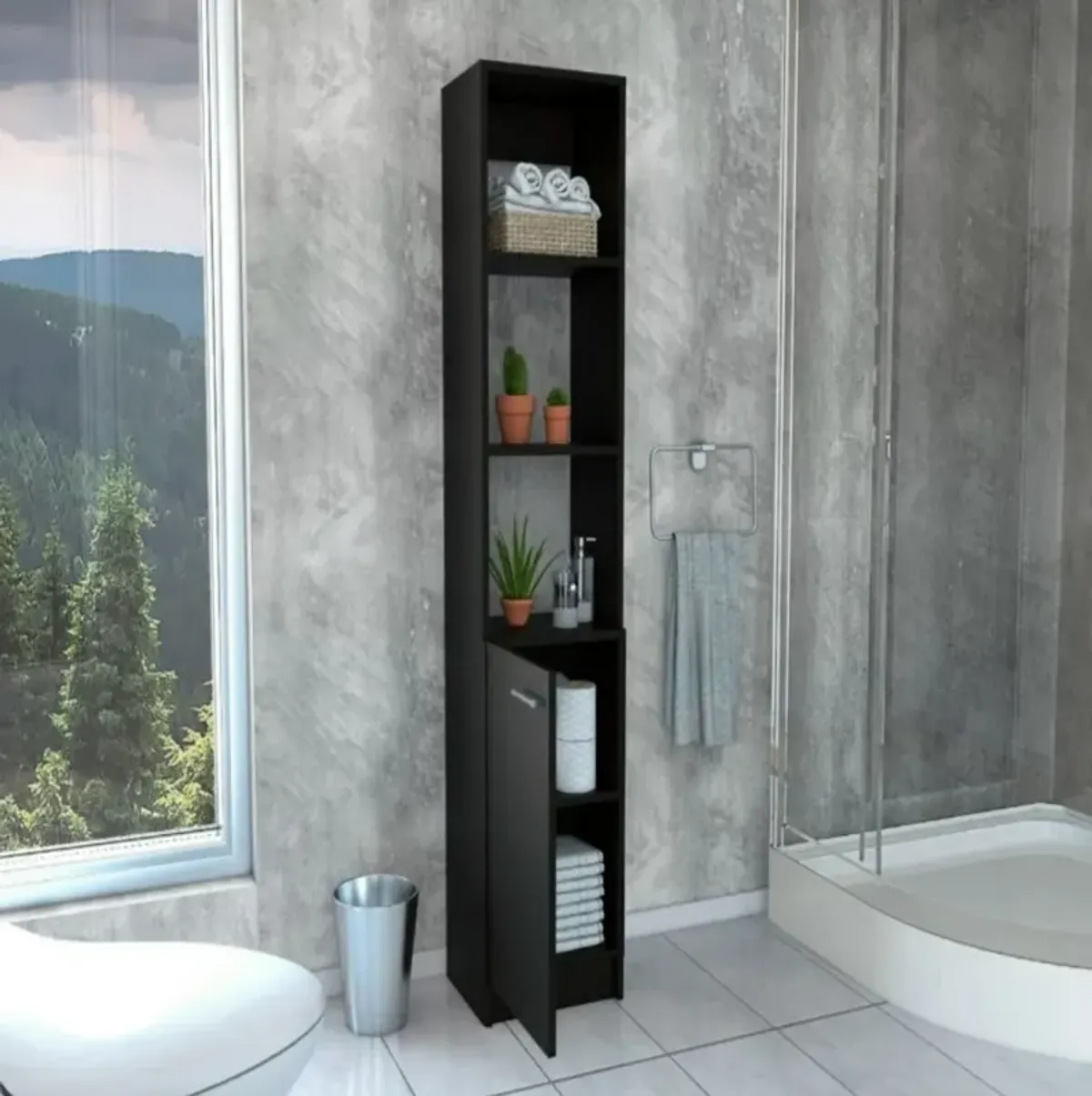 Linen Cabinet Emmett, Bathroom, Black