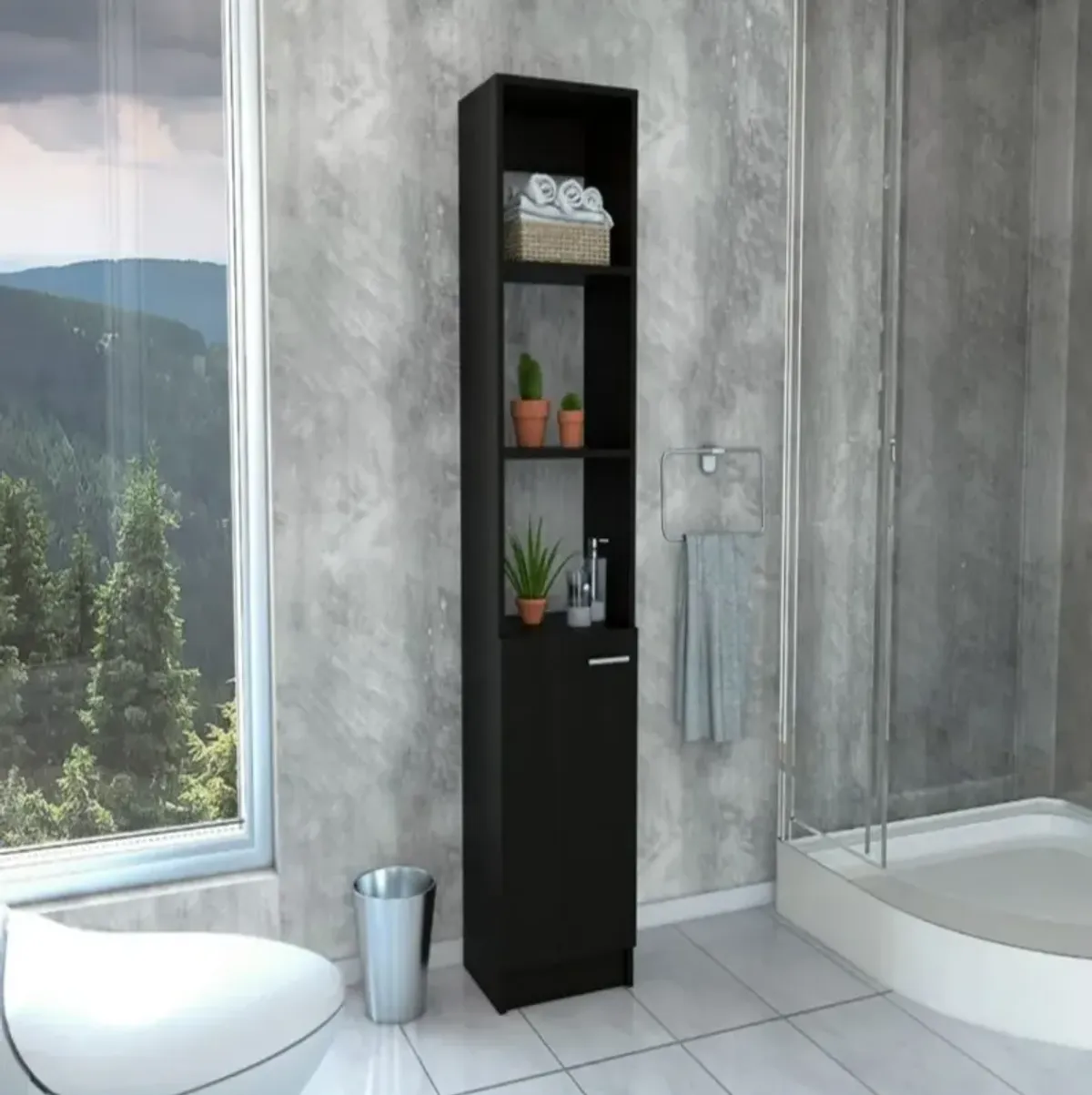 Linen Cabinet Emmett, Bathroom, Black