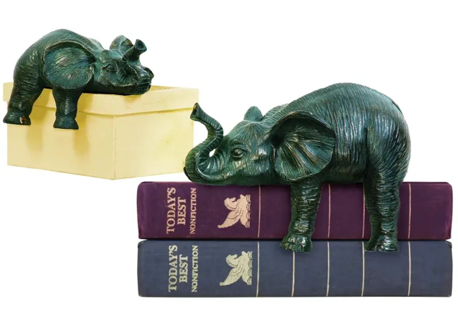 Sprawling Elephant Bookend - Set of 2