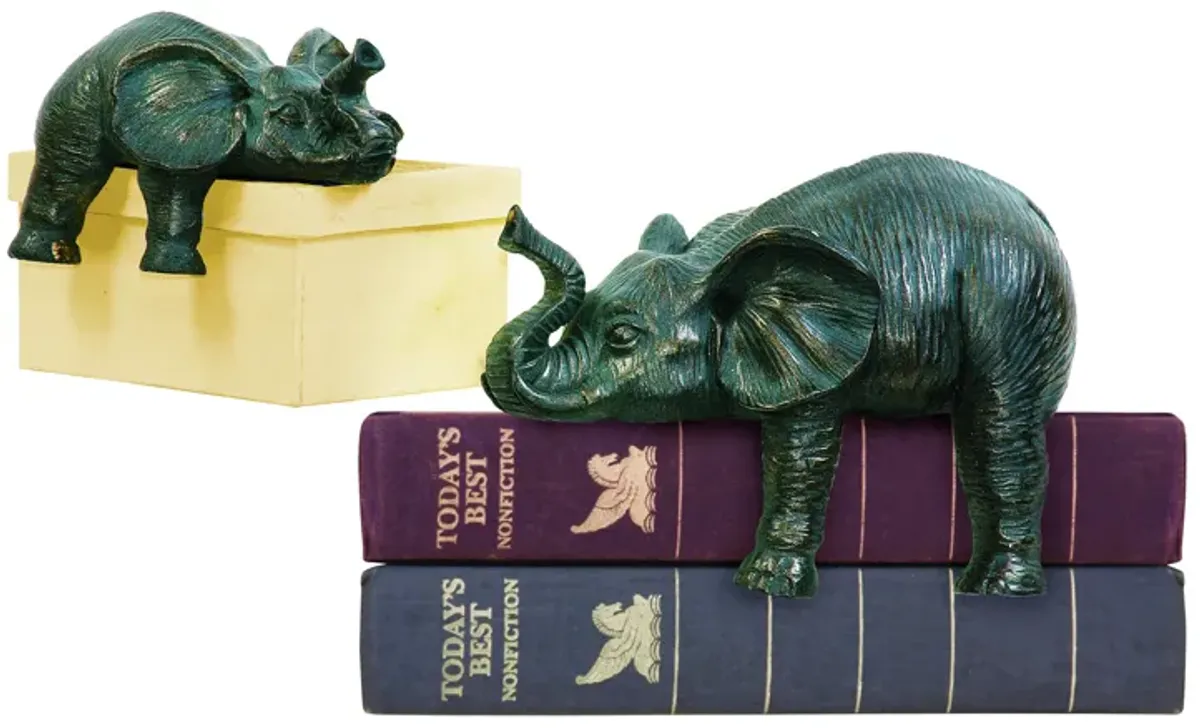 Sprawling Elephant Bookend - Set of 2