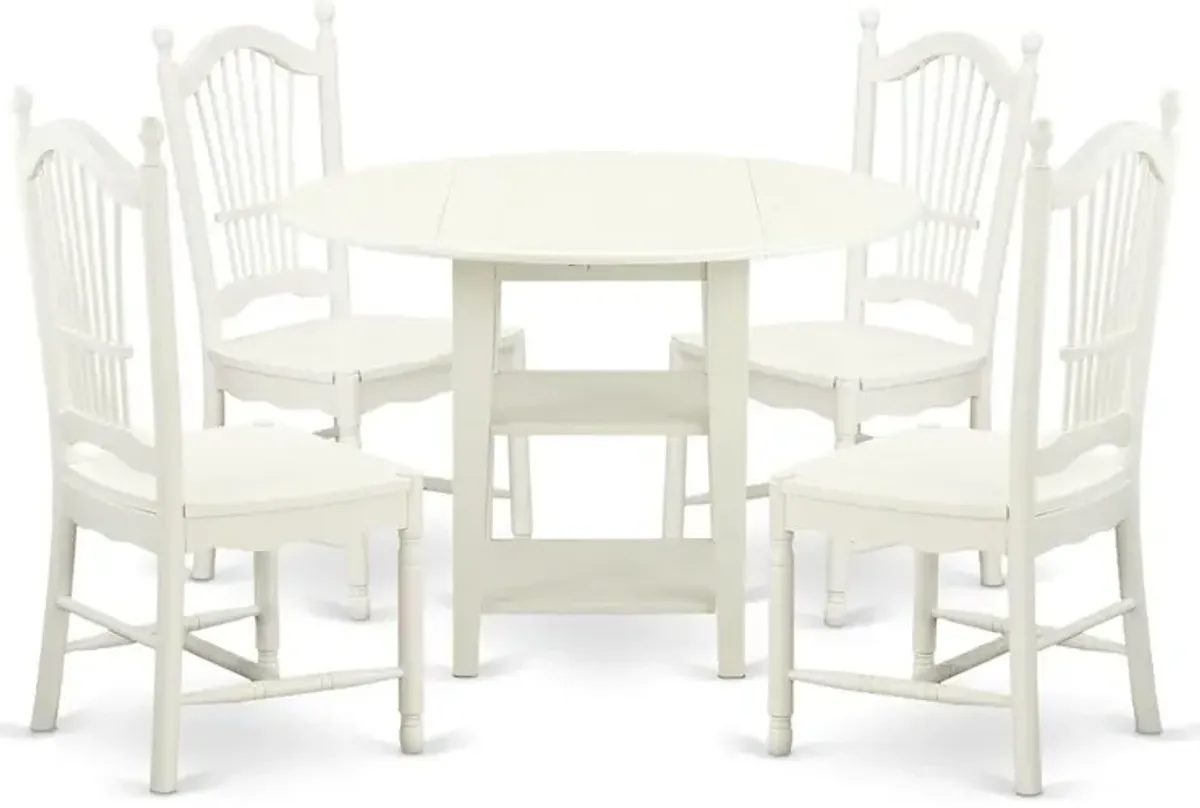 Dining Room Set Linen White, SUDO5-LWH-W