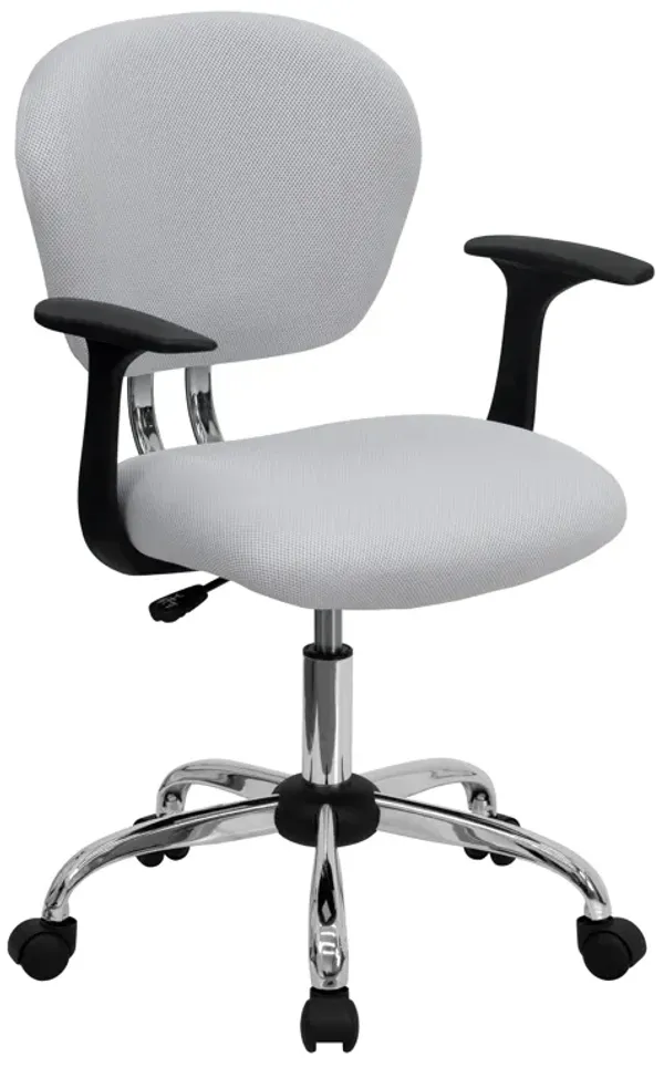 Beverly Mid-Back Mesh Padded Swivel Task Office Chair with Chrome Base and Arms