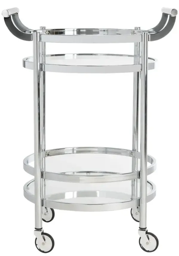 Safavieh Sienna 2 Tier Round Bar Cart, Chrome