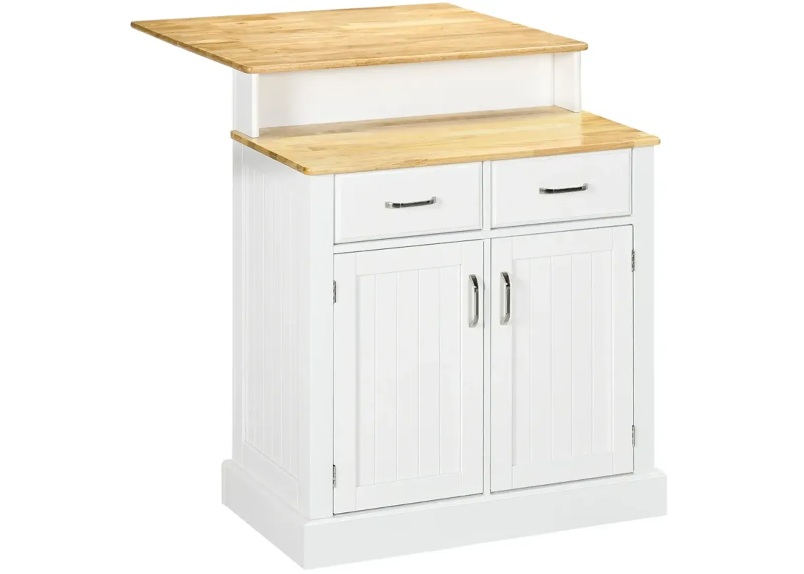 White Kitchen Sideboard: Buffet Cabinet with Wood Countertop