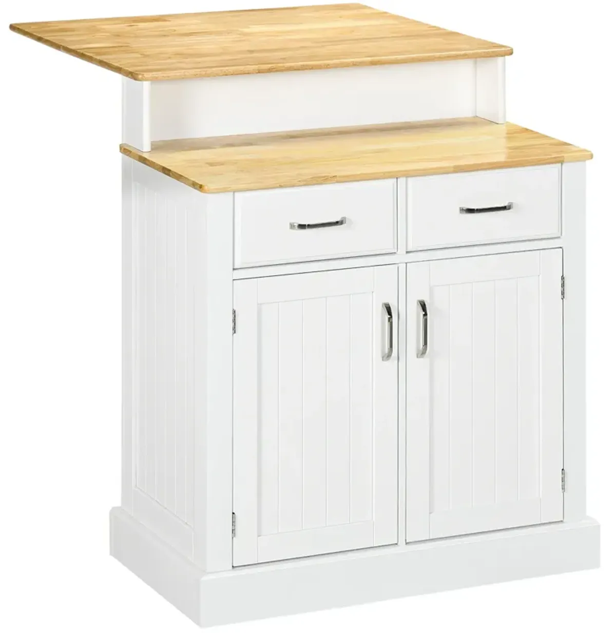 White Kitchen Sideboard: Buffet Cabinet with Wood Countertop