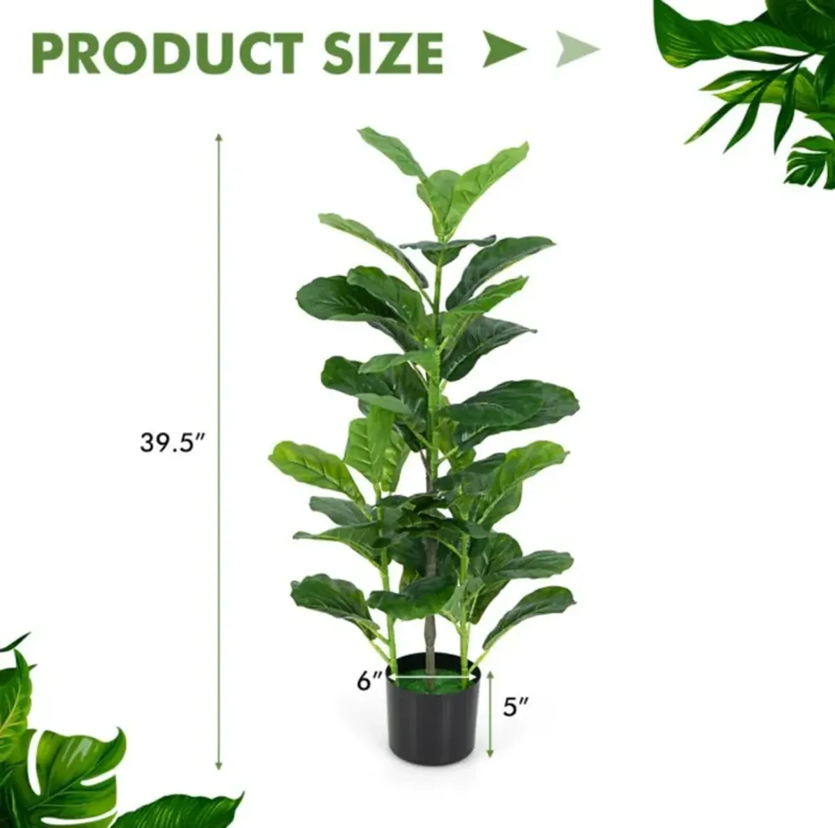 Hivvago 2-Pack Artificial Fiddle Leaf Fig Tree for Indoor and Outdoor