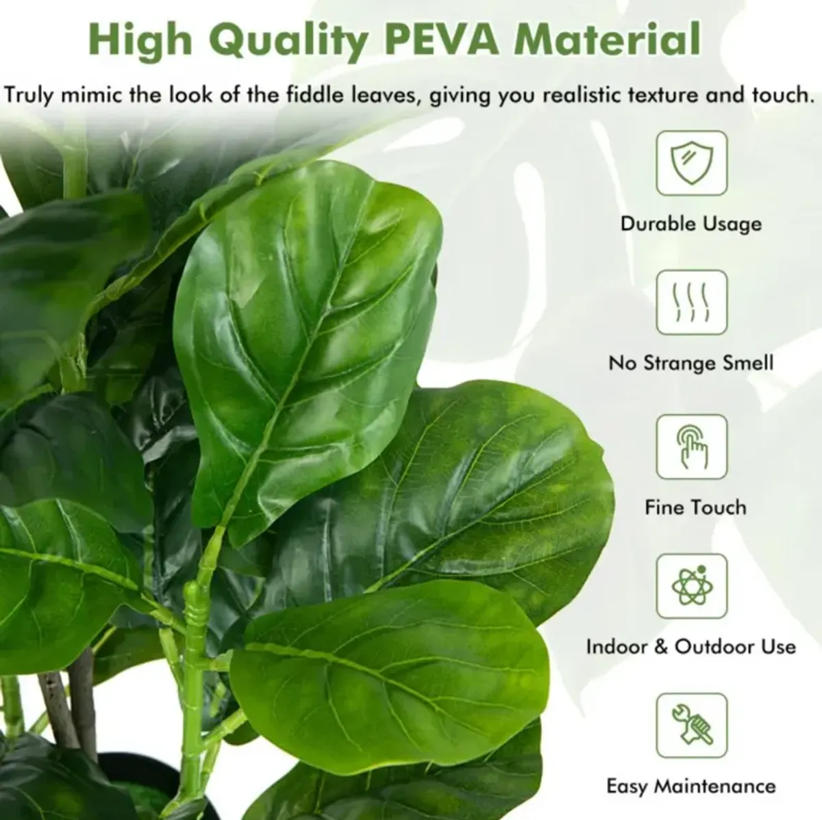 Hivvago 2-Pack Artificial Fiddle Leaf Fig Tree for Indoor and Outdoor