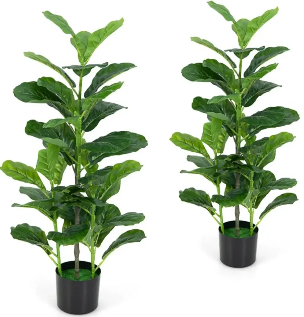 Hivvago 2-Pack Artificial Fiddle Leaf Fig Tree for Indoor and Outdoor