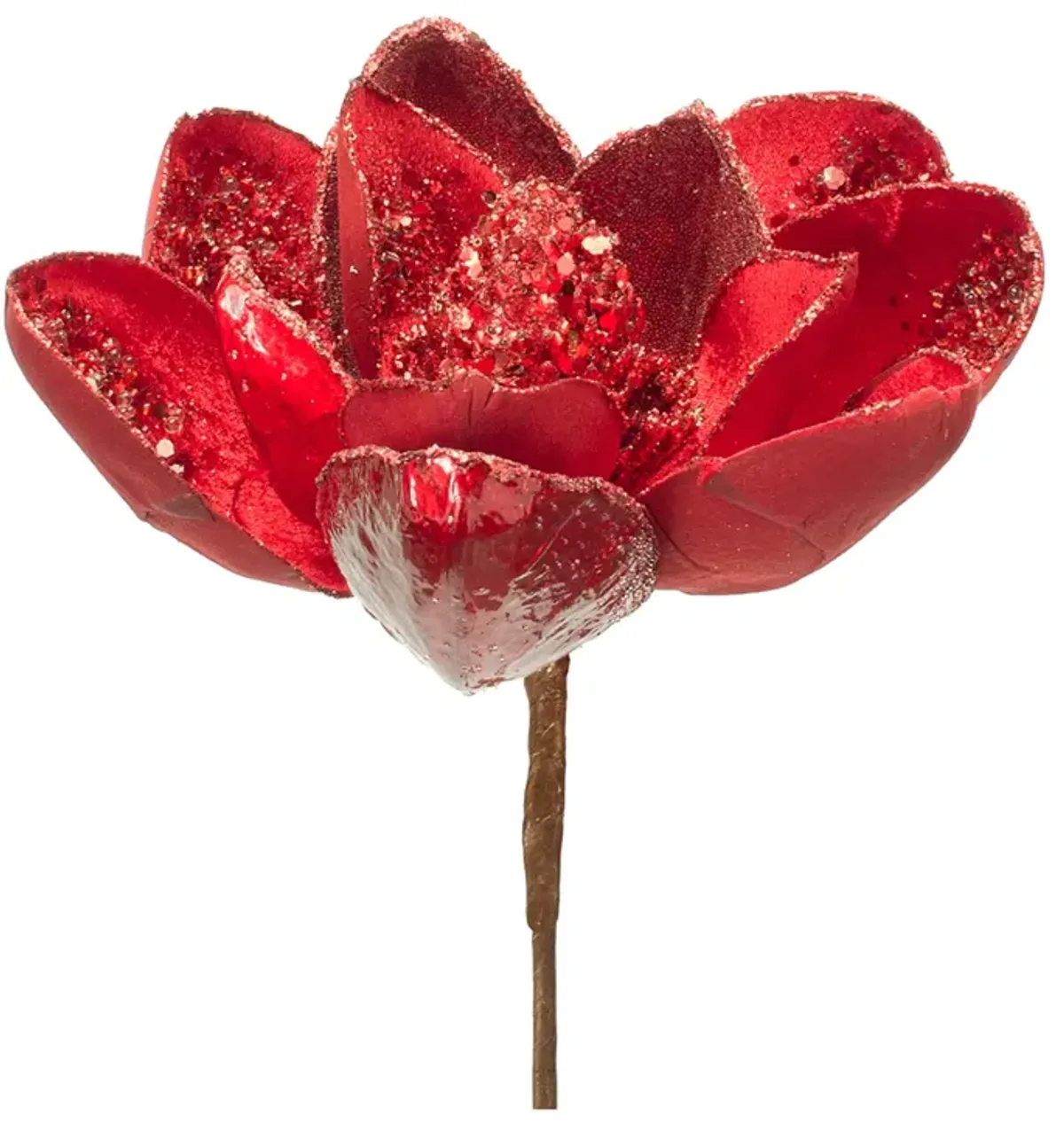 Velvet Magnolia Stem with Bead Accents Luxurious Faux Floral for Elegant Decor (Set of 6)