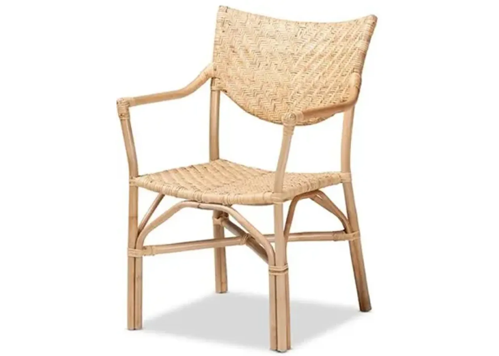 bali & pari Damani Modern Bohemian Natural Brown Finished Rattan Dining Chair