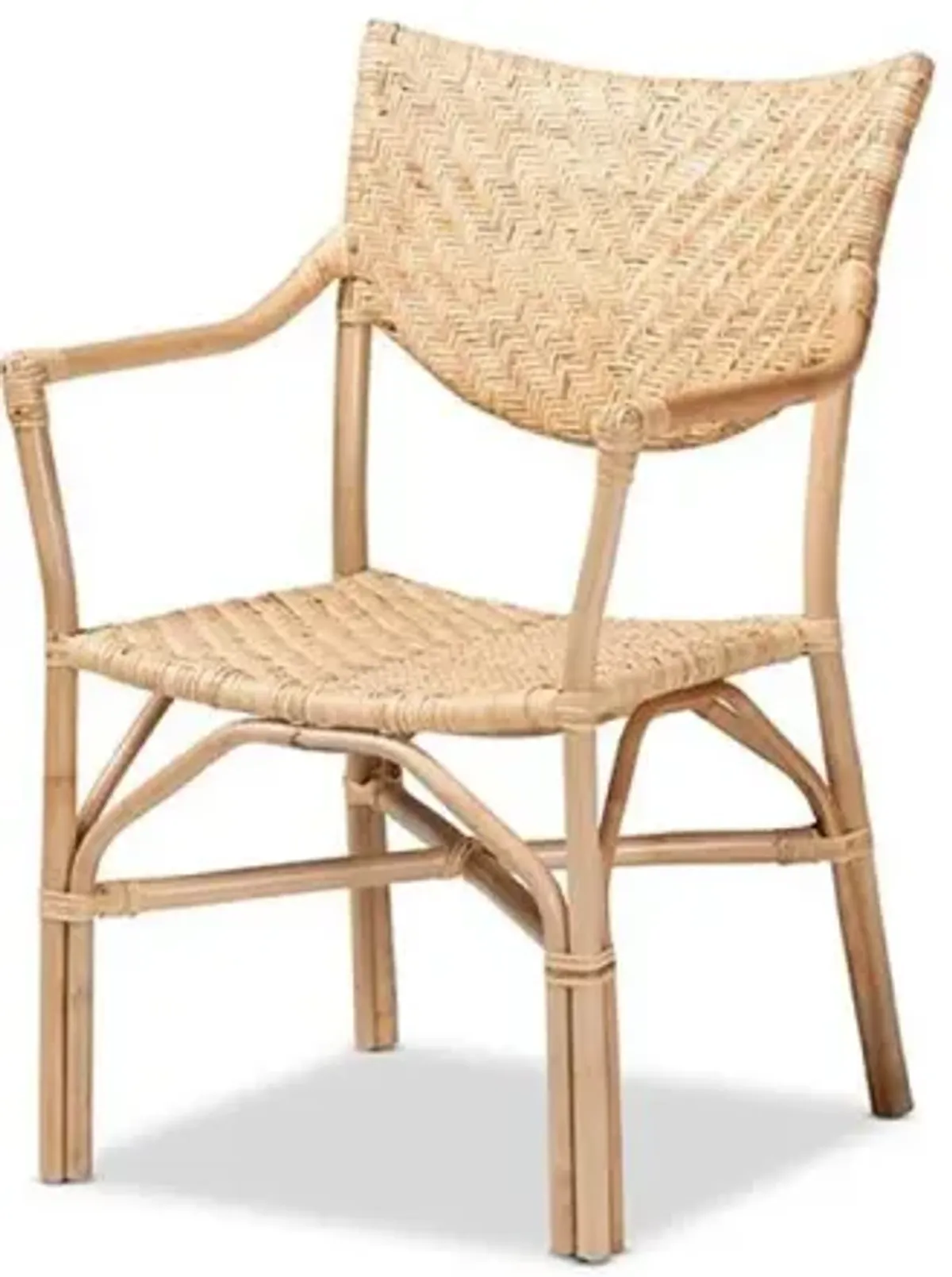 bali & pari Damani Modern Bohemian Natural Brown Finished Rattan Dining Chair