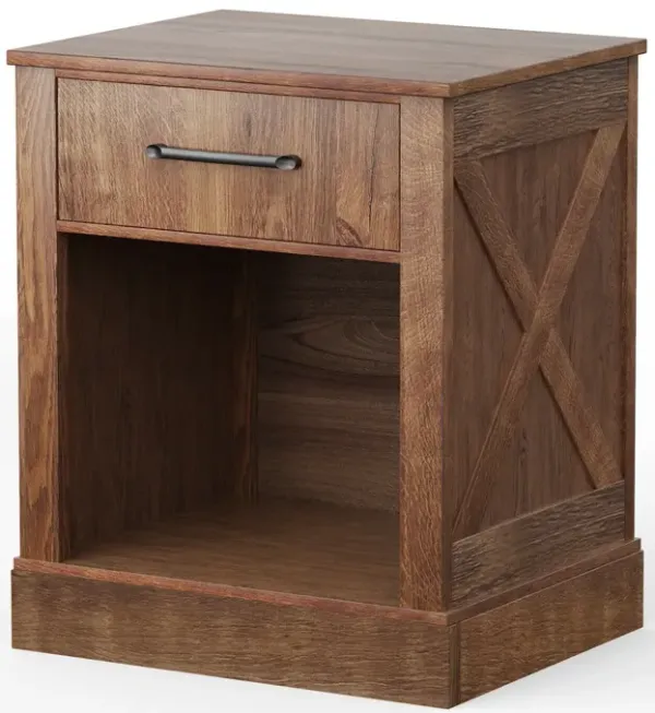Compact Nightstand with Drawer and Shelf