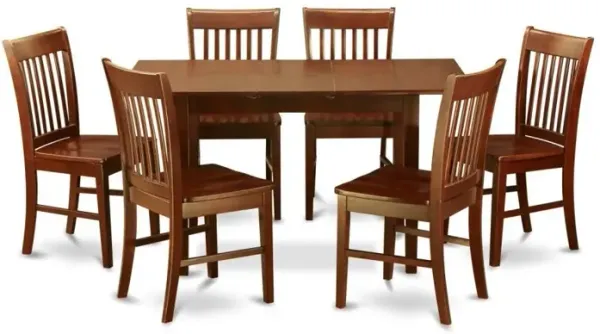 Hivvago Mission Style 7-piece Dining Set in Mahogany Wood Finish