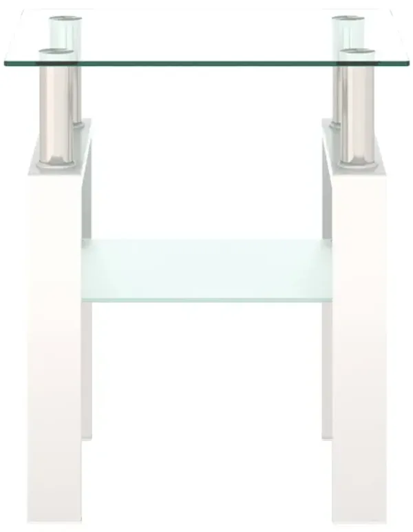 Hivvago Tempered Glass Bedside Corner  Table Contemporary End Table in