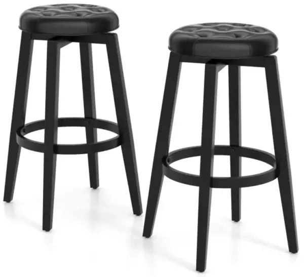 Hivvago 360° Swivel Upholstered Rubber wood Frame Bar Stool Set of 2 with Footrest