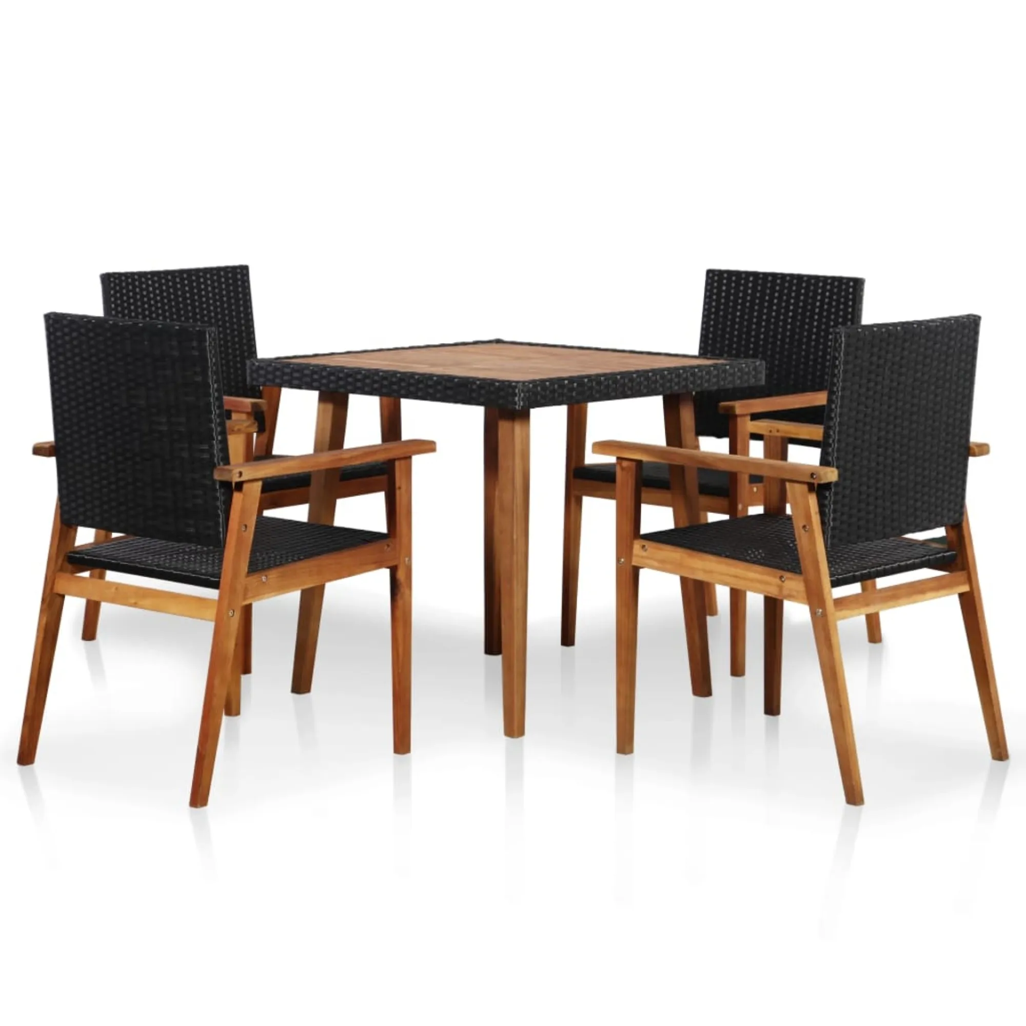 vidaXL 5 Piece Outdoor Dining Set Poly Rattan Black and Brown