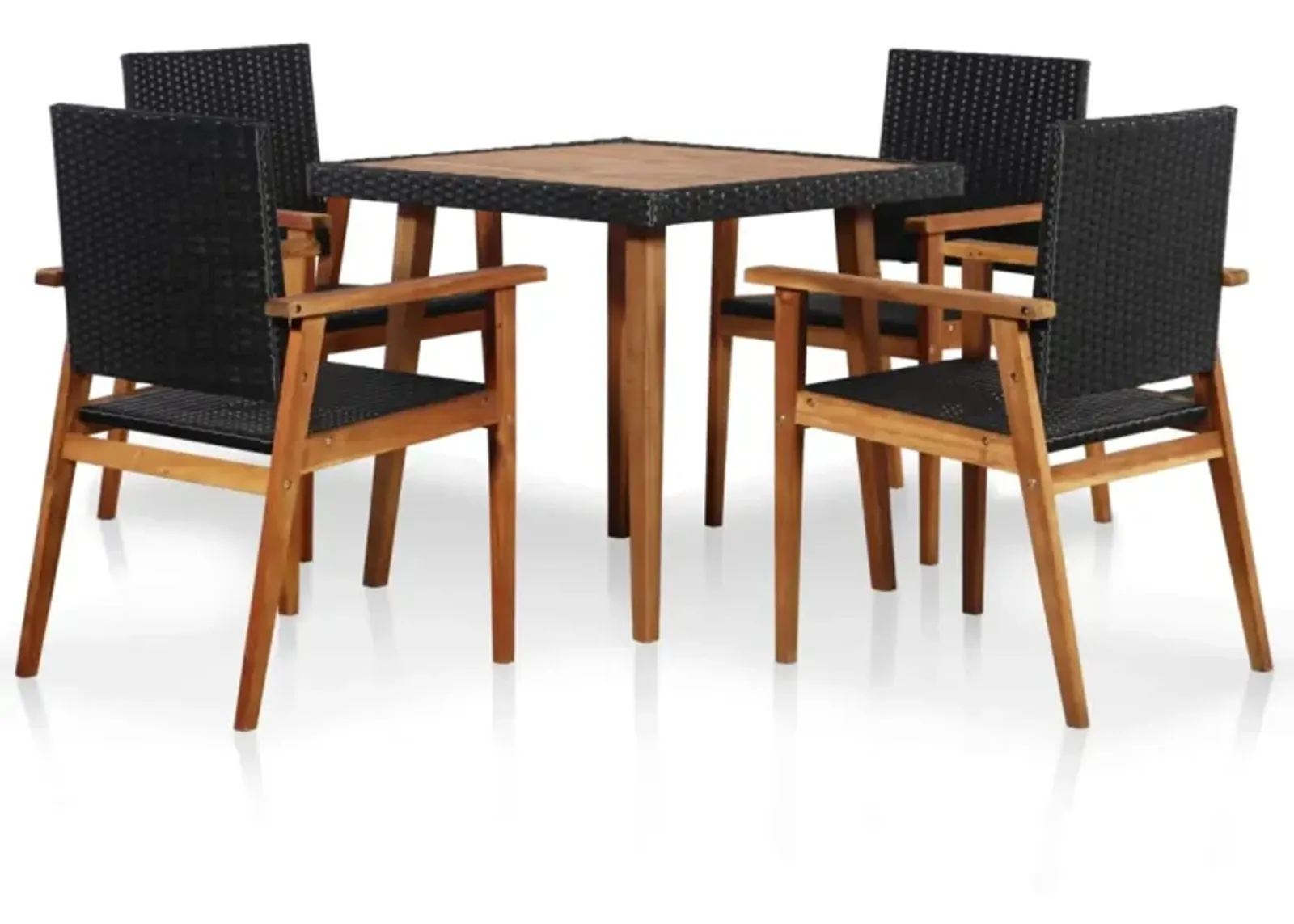 vidaXL 5 Piece Outdoor Dining Set Poly Rattan Black and Brown