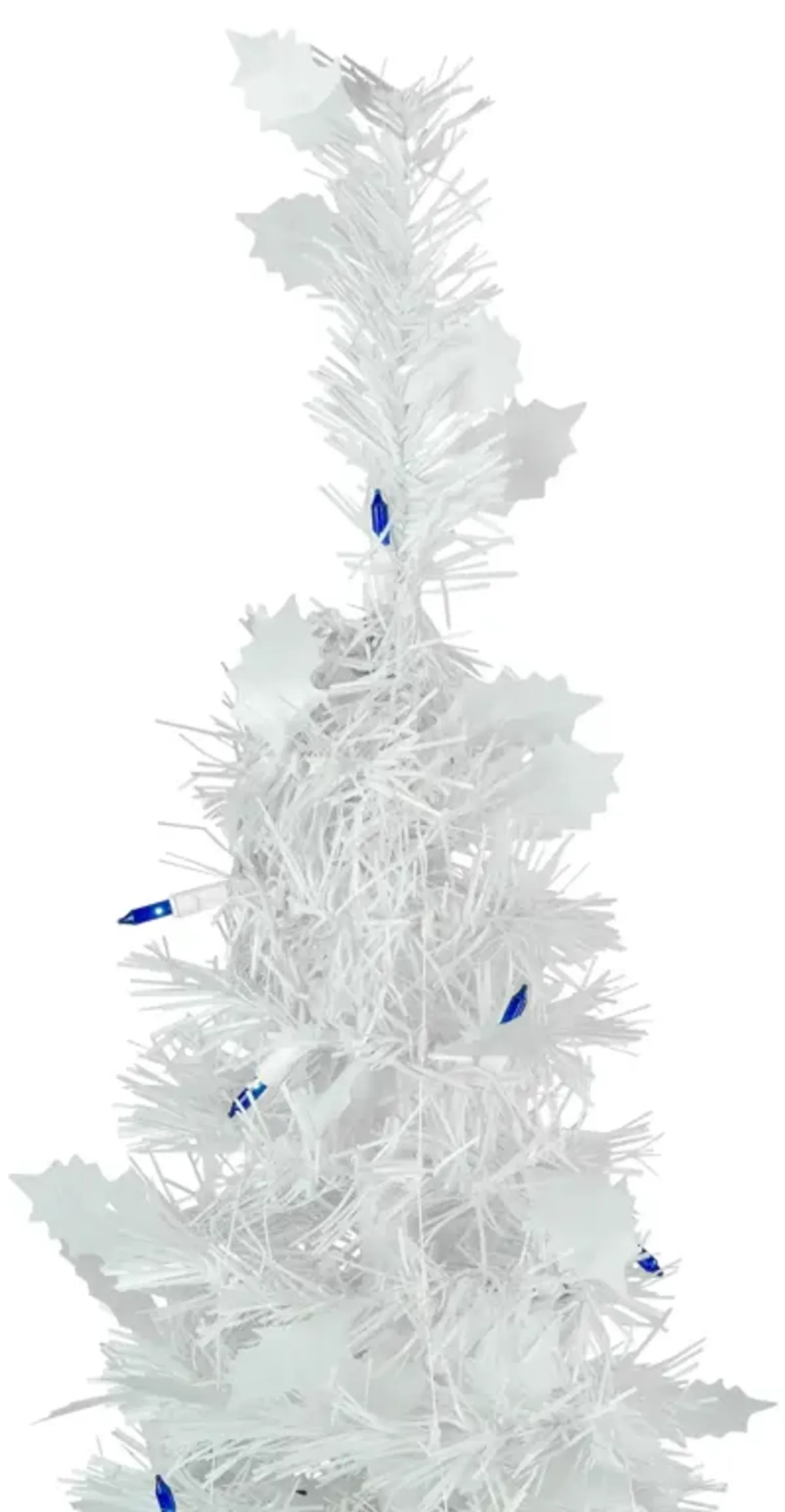 6ft Lighted White Tinsel Pop-Up Artificial Christmas Tree  Blue Lights