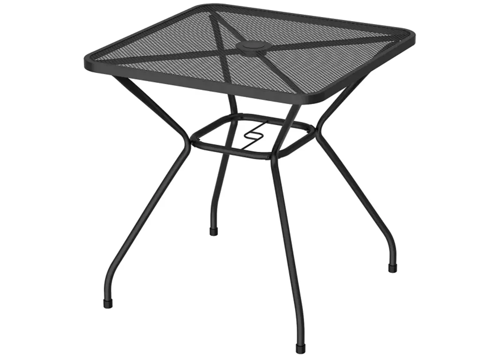 Patio Bistro Table, Outdoor Metal Dining Table with Umbrella Hole, Weather-Resistant for Patio Backyard Lawn Pool, Black