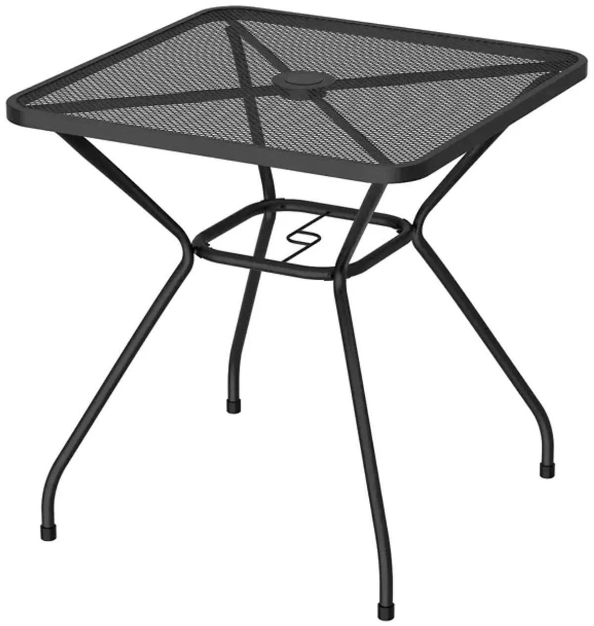 Patio Bistro Table, Outdoor Metal Dining Table with Umbrella Hole, Weather-Resistant for Patio Backyard Lawn Pool, Black